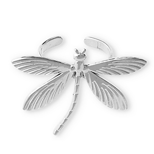 Roestvrij stalen (RVS) Stainless steel ringen libelle Silver
