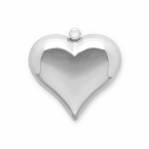 Roestvrij stalen (RVS) Stainless steel bedels hart Silver
