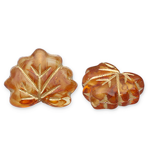 Acryl kralen blad Cognac brown-gold