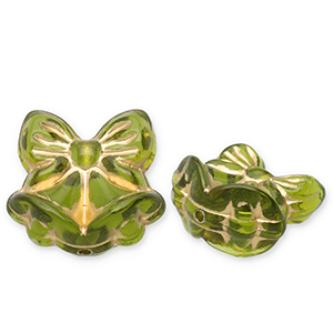 Acryl kralen strik met kerstklokken Olive green-gold