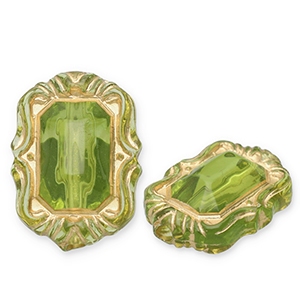 Acryl kralen rechthoek Olive green-gold