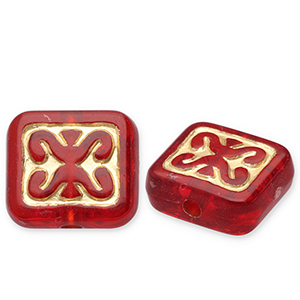 Acryl kralen rechthoek Red-gold