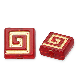 Acryl kralen vierkant Red-gold