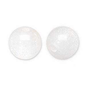 12 mm acryl kralen met glitter White-turquoise