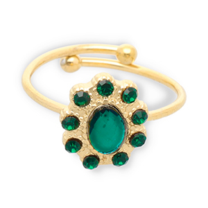 Roestvrij stalen (RVS) Stainless steel ringen Gold-dark green