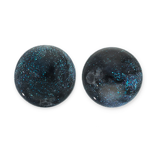 6 mm acryl kralen met glitter Black-turquoise