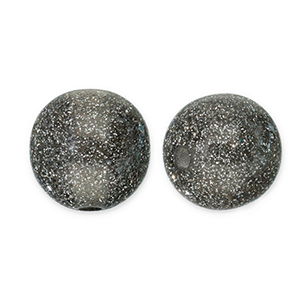 8 mm acryl kralen met glitter Black-silver