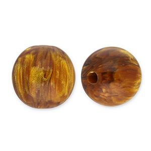 Resin kralen met glitter 14mm Topaz brown-gold