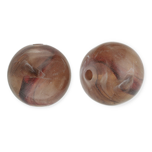 12 mm acryl kralen rond Brown-white
