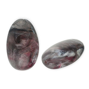 Acryl kralen langwerpig ovaal Dark grey-white