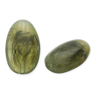 Acryl kralen langwerpig ovaal Olive green