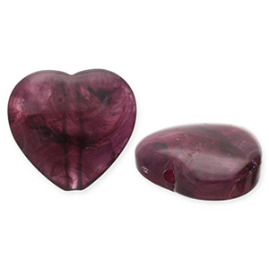 Acryl kralen hart Aubergine 
