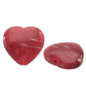 Acryl kralen hart Red-white