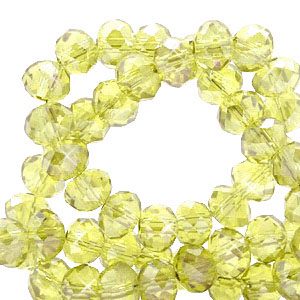 Top Facet kralen 4x3mm disc Sunburst yellow-pearl shine coating
