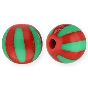 12 mm acryl kralen met strepen Red-green