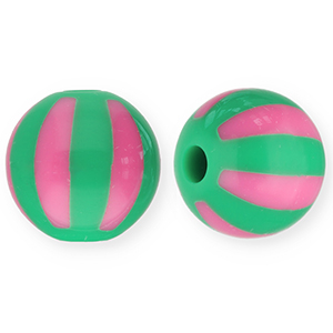 12 mm acryl kralen met strepen Green-pink