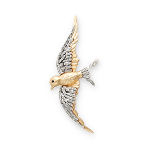 Statement broches zwaluw Gold-silver-black