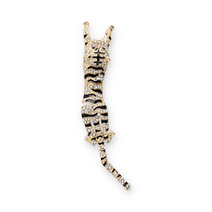 Statement broches tijger Gold-black-transparent