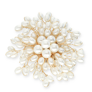 Statement broches met parels Gold-white