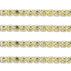 Roestvrij stalen (RVS) Stainless steel strass chain 2mm Gold-champagne