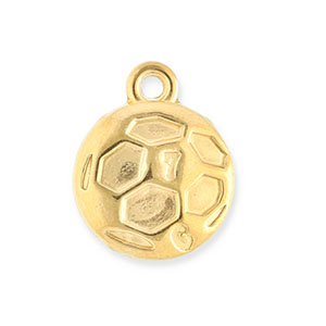 Roestvrij stalen (RVS) Stainless steel bedels voetbal Gold