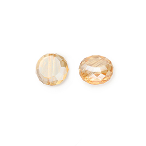 Top Facet kralen Peachy beige-pearl shine coating