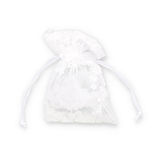 Sieraad zakje organza bloem White