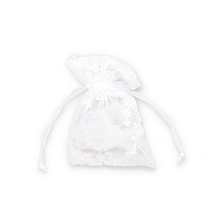 Sieraad zakje organza bloem White