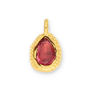 Roestvrij stalen (RVS) Stainless steel bedels druppel met facet Gold-dark pink