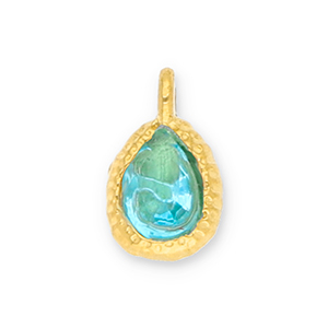 Roestvrij stalen (RVS) Stainless steel bedels druppel met facet Gold-blue