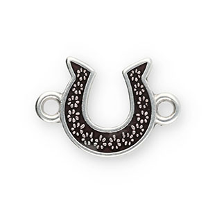 Bedels DQ metaal tussenstuk hoefijzer Antiek zilver-dark brown (Nikkelvrij)