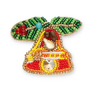 Broches kerstklok Green-orange-yellow-red