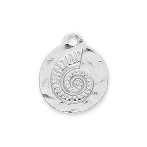 Bedels metaal rond met zeeschelp Silver