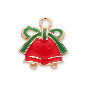 Bedels metaal kerstklokken Gold-red-green