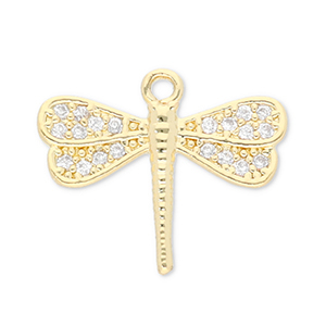 Brass TQ metaal bedels libelle Gold-transparent