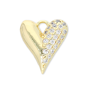 Brass TQ metaal bedels hart Gold-transparent