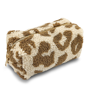 BY31&reg; Etui teddystof met luipaardprint Beige brown-brown