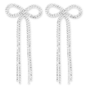 Brass TQ metaal oorbellen / oorstekers met strass strik Silver-crystal