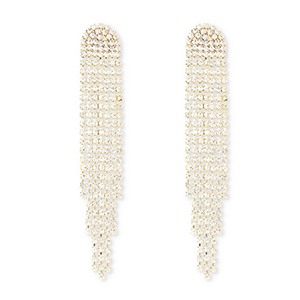 Eco-brass&reg; metaal oorbellen / oorstekers met strass Gold-crystal