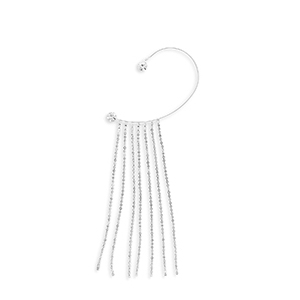 Eco-brass&reg; metaal oorbellen ear cuff met strass Silver-crystal