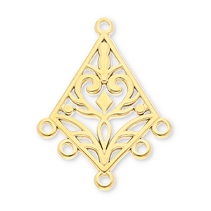 Roestvrij stalen (RVS) Stainless steel onderdelen hangers barok ruit met 5 oogjes Gold