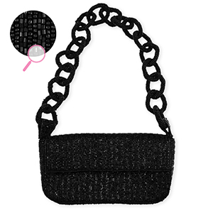 Handtas met glaskralen Black