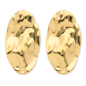 Roestvrij stalen (RVS) Stainless steel oorbellen / oorstekers ovaal Gold