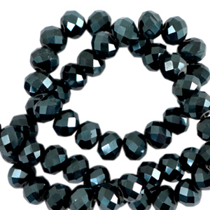 Top Facet kralen 8x6mm disc Forest green-pearl shine coating