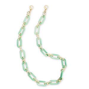 Trendy telefoonkoord van acryl Jade green-gold