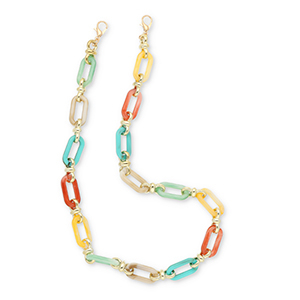 Trendy telefoonkoord van acryl Multicolour-gold
