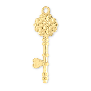 Roestvrij stalen (RVS) Stainless steel bedels sleutel Gold
