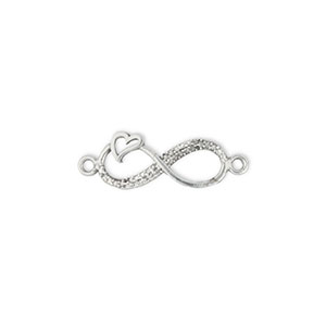 Bedels DQ metaal tussenstuk infinity met hart Antiek zilver (nikkelvrij)