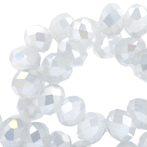 Top Facet kralen 4x3mm disc Light grey-pearl diamond coating