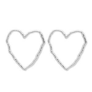 Roestvrij stalen (RVS) Stainless steel oorbellen / oorstekers hart Silver
